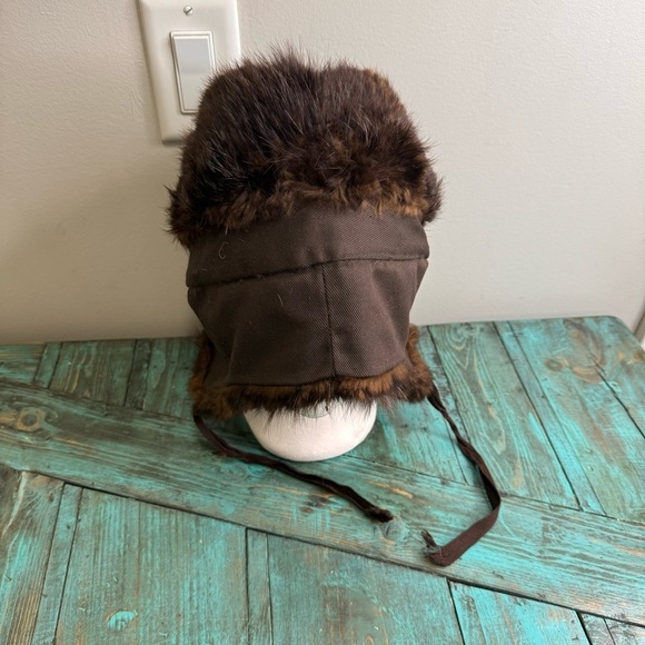 Vintage Beaver Fur Trapper Hat Aviator Brown Tie Ear Flaps Size XL - Picture 10 of 10
